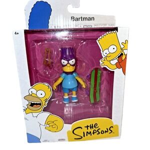 The Simpsons Bartman Figure Jakks Pacific 4" w/ Skateboard NIB Walmart Exclusive